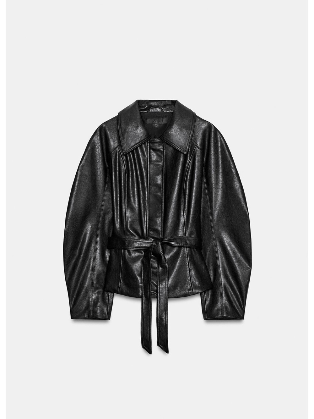 Zara Faux Leather Belted Jacket
